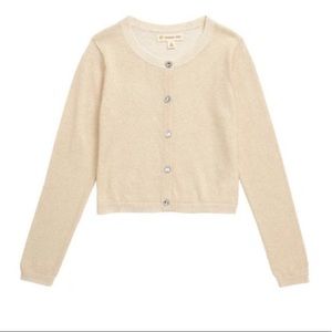 TUCKER + TATE Kids' Sparkle Cardigan In Gold Sparkle